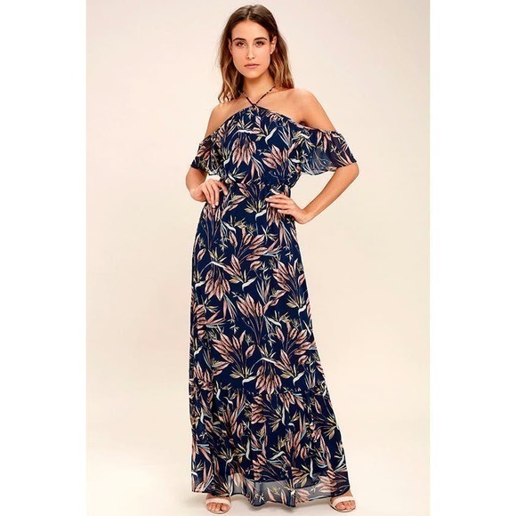 Lulus Trip to Paradise Navy Blue Floral Print Maxi Dress‎ - Picture 5 of 6